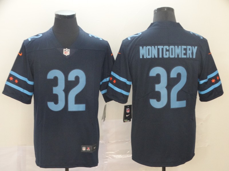 Men's Chicago Bears David Montgomery #32 Navy Jersey City Edition